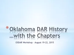 OSDAR Workshop – August 19-22, 2015