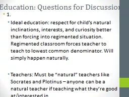 Education: Questions for Discussion