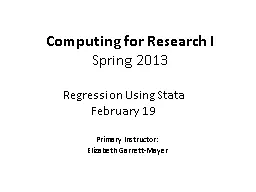 Computing for Research I
