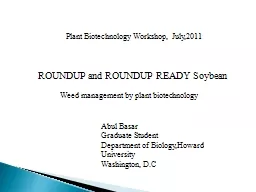 Plant Biotechnology Workshop,  July,201