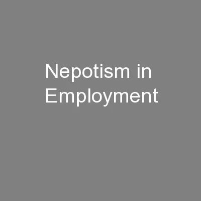 Nepotism in Employment