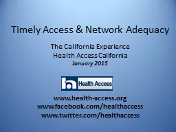 Timely Access & Network Adequacy