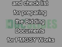 Instructions and check list for preparing the Bidding Documents for PMGSY Works