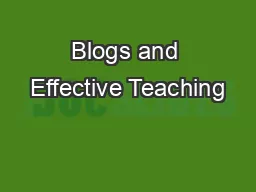 Blogs and Effective Teaching
