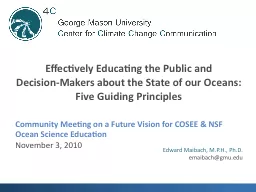 Community Meeting on a Future Vision for COSEE & NSF Oc