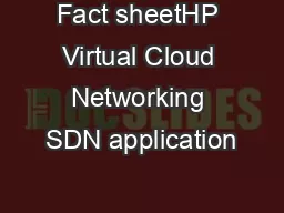 Fact sheetHP Virtual Cloud Networking SDN application