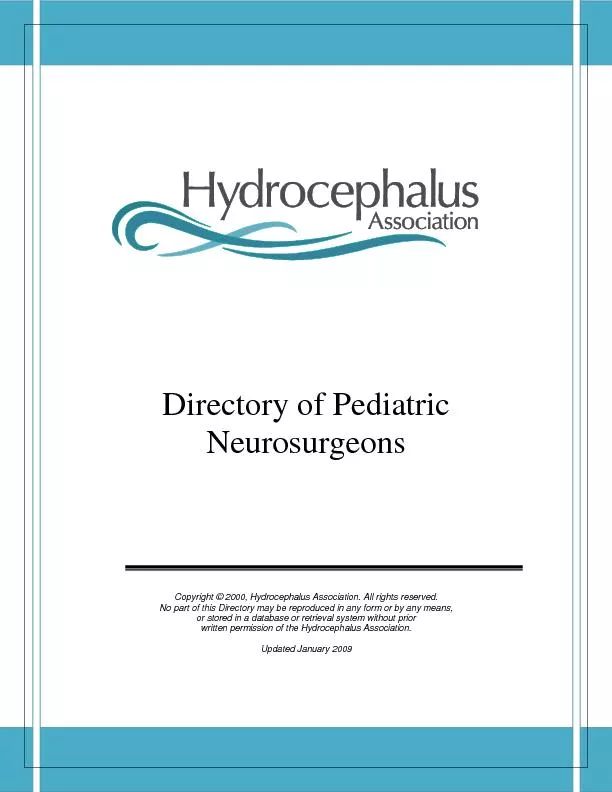 Directory of Pediatric Neurosurgeons Copyright 