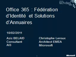 Office 365 : Fédération d’Identité et Solutions d’An