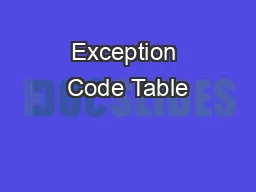 Exception Code Table