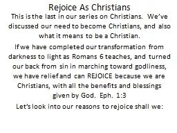 Rejoice As Christians
