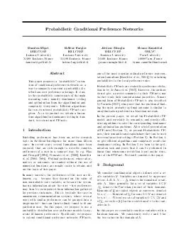 Probabilistic Conditional Preference Networks Damien Bigot IRITCNRS Toulouse University