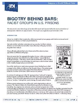 BIGOTRY BEHIND BARS RACIST GROUPS IN U