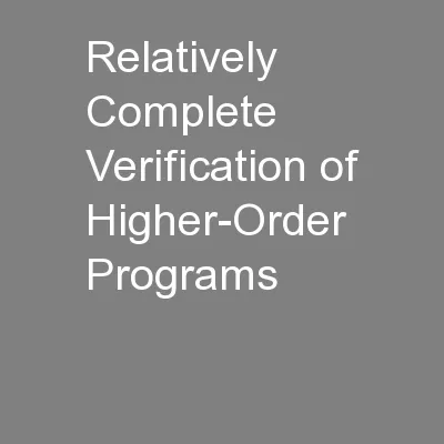 Relatively Complete Verification of Higher-Order Programs