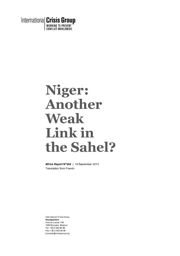 Niger:  Weak  Africa Report N