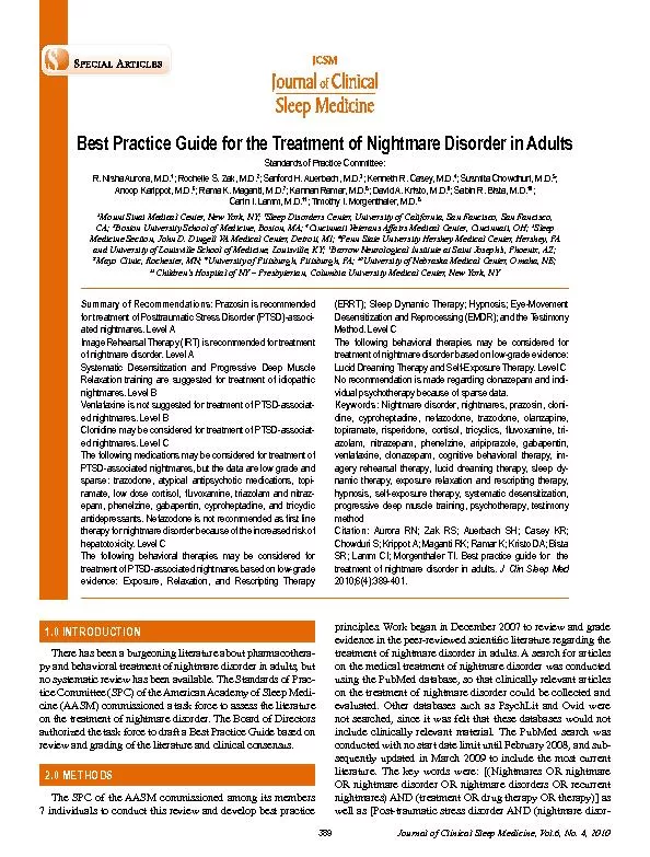 Journal of Clinical Sleep Medicine, Vol.6, No. 4, 2010