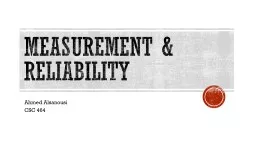Measurement & Reliability