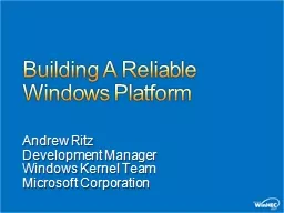 Building A Reliable Windows Platform