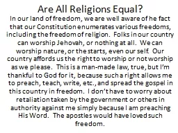 Are All Religions Equal?