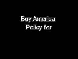 Buy America Policy for