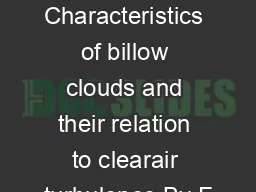 Characteristics of billow clouds and their relation to clearair turbulence By F