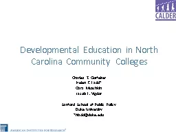 Developmental Education in North Carolina Community College