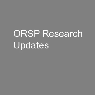 ORSP Research Updates