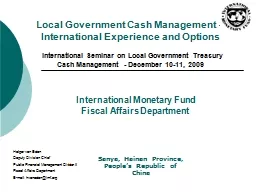 Local Government Cash Management – International Experien