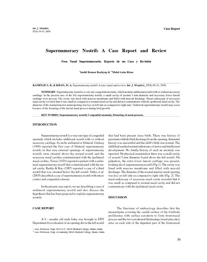 Supernumerary   Nostril:   A   Case   Report   and   ReviewFosa   Nasa