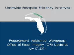 Statewide Enterprise Efficiency Initiatives
