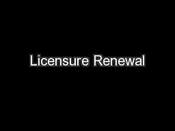Licensure Renewal