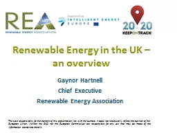 Renewable Energy in the UK – an overview