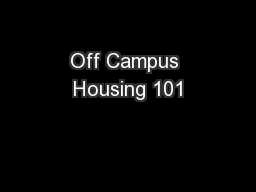Off Campus Housing 101