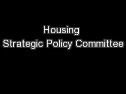 Housing Strategic Policy Committee