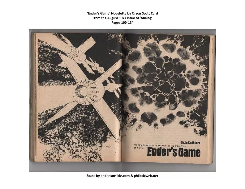‘Ender’s Game’ Novelette by Orson Scott Card