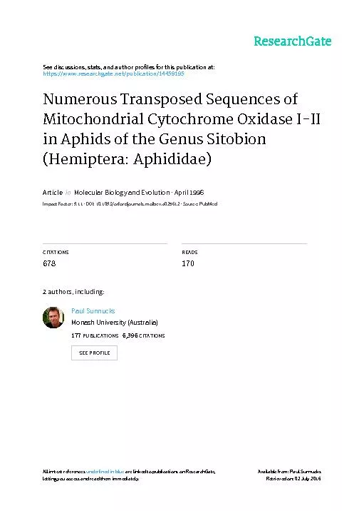 Many Transposed mtDNA Sequences in Aphids 5
