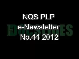 NQS PLP e-Newsletter No.44 2012