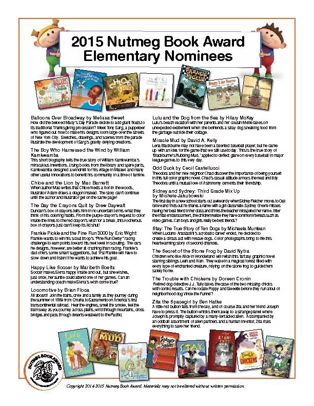 Copyright 2014-2015 Nutmeg Book Award. Materials may not be altered wi