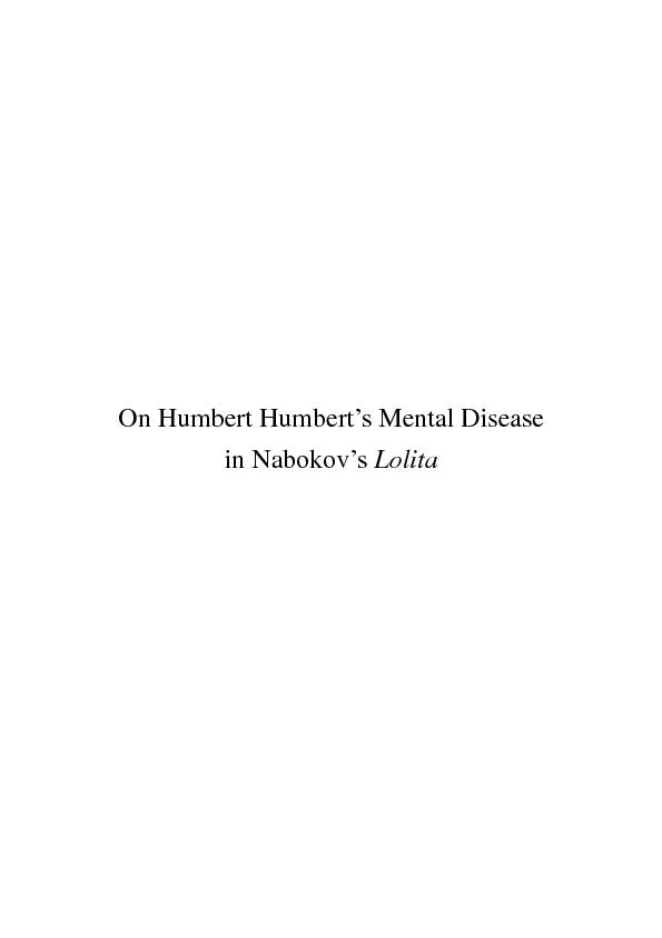 On Humbert Humbert’s Mental Disease  in Nabokov’s