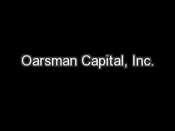 Oarsman Capital, Inc.