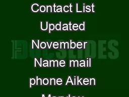 Bishop Pinkham School Staff Contact List Updated November   Name mail phone Aiken Marylou