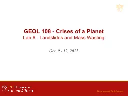 GEOL 108 - Crises of a Planet