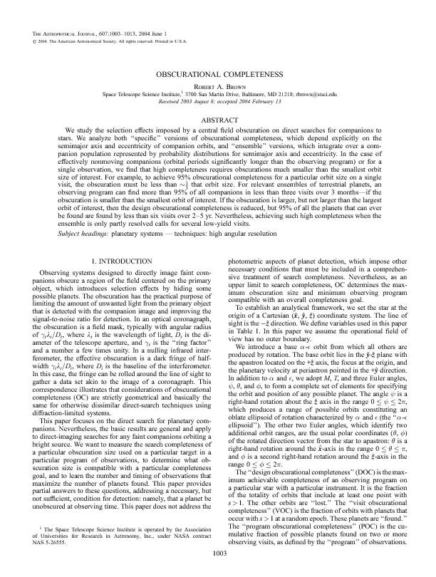 OBSCURATIONALCOMPLETENESSRobertA.BrownSpaceTelescopeScienceInstitute,3