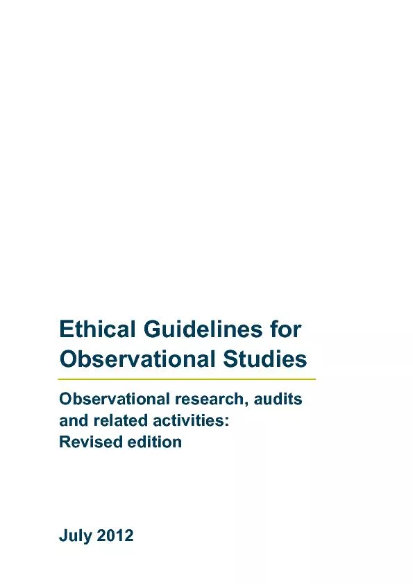 Ethical Guidelines for Observational Studies