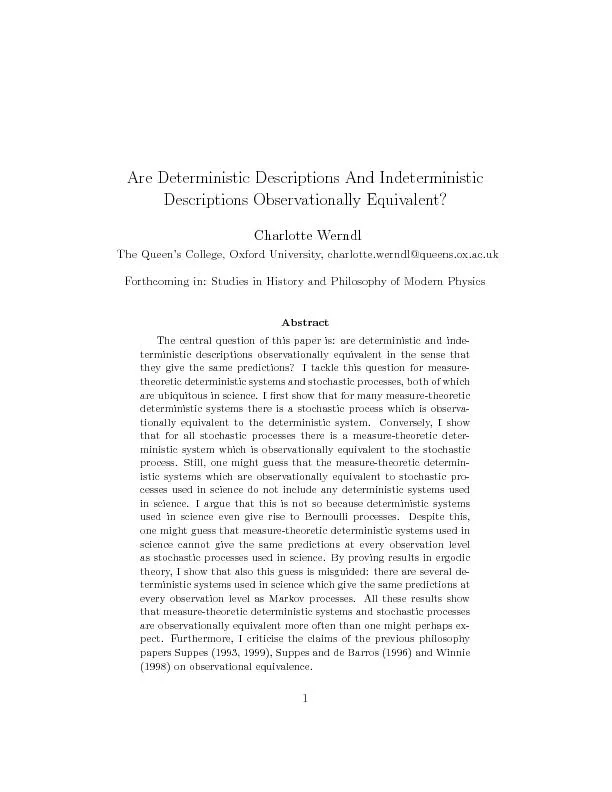 AreDeterministicDescriptionsAndIndeterministicDescriptionsObservationa