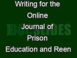 Writing for the Online Journal of Prison Education and Reen