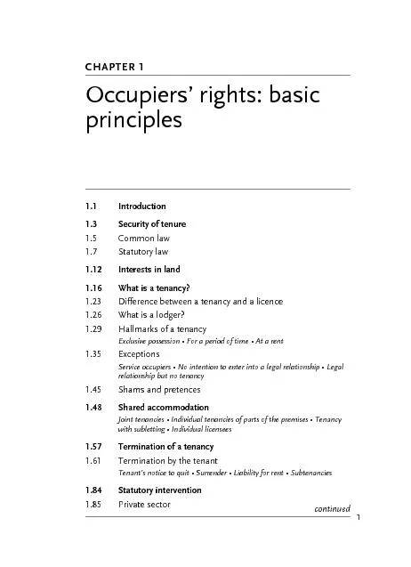 Occupiers’ rights: basic