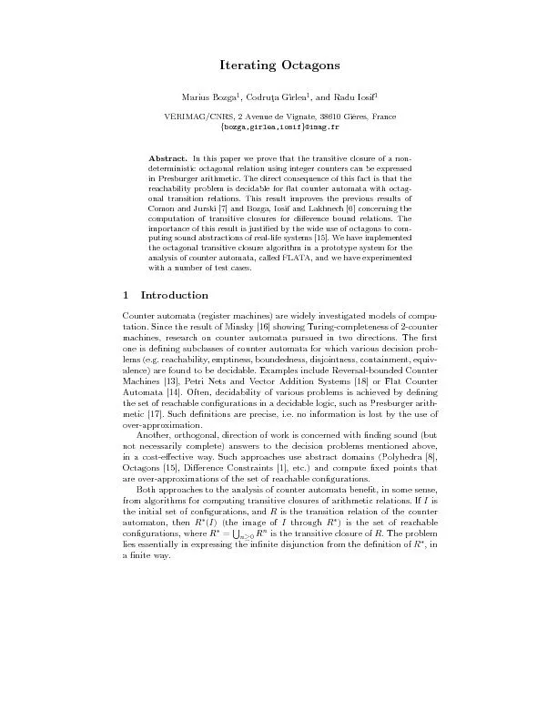 deterministicoctagonalrelationusingintegercounterscanbeexpressedinPres