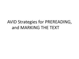 AVID Strategies for PREREADING,