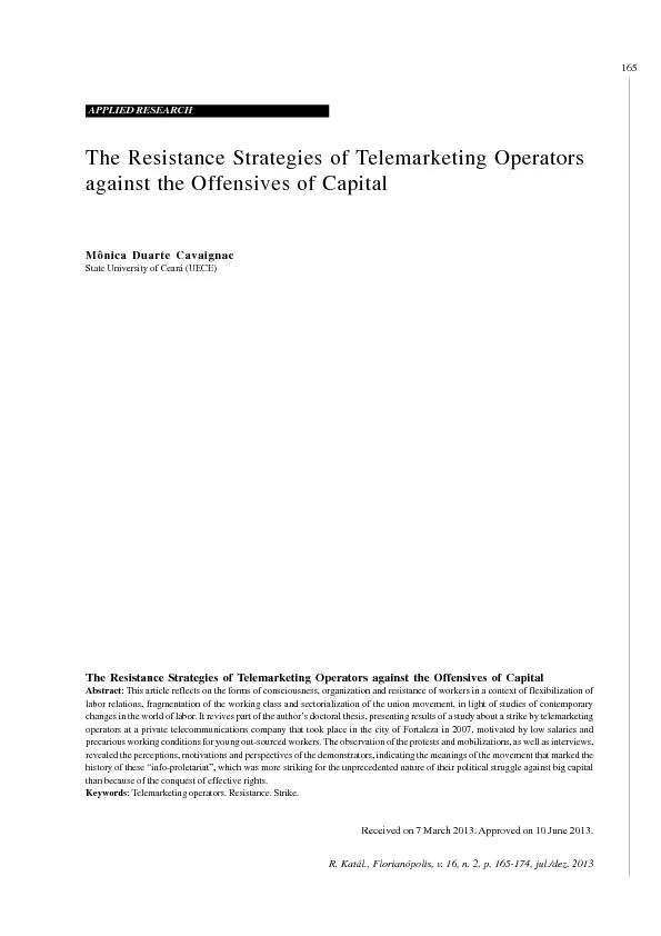 The Resistance Strategies of Telemarketing Operatorsagainst the Offens