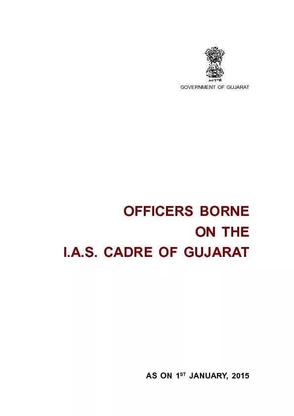 GOVERNMENT OF GUJARATOFFICERS BORNEON THEI.A.S. CADRE OF GUJARATAS ON